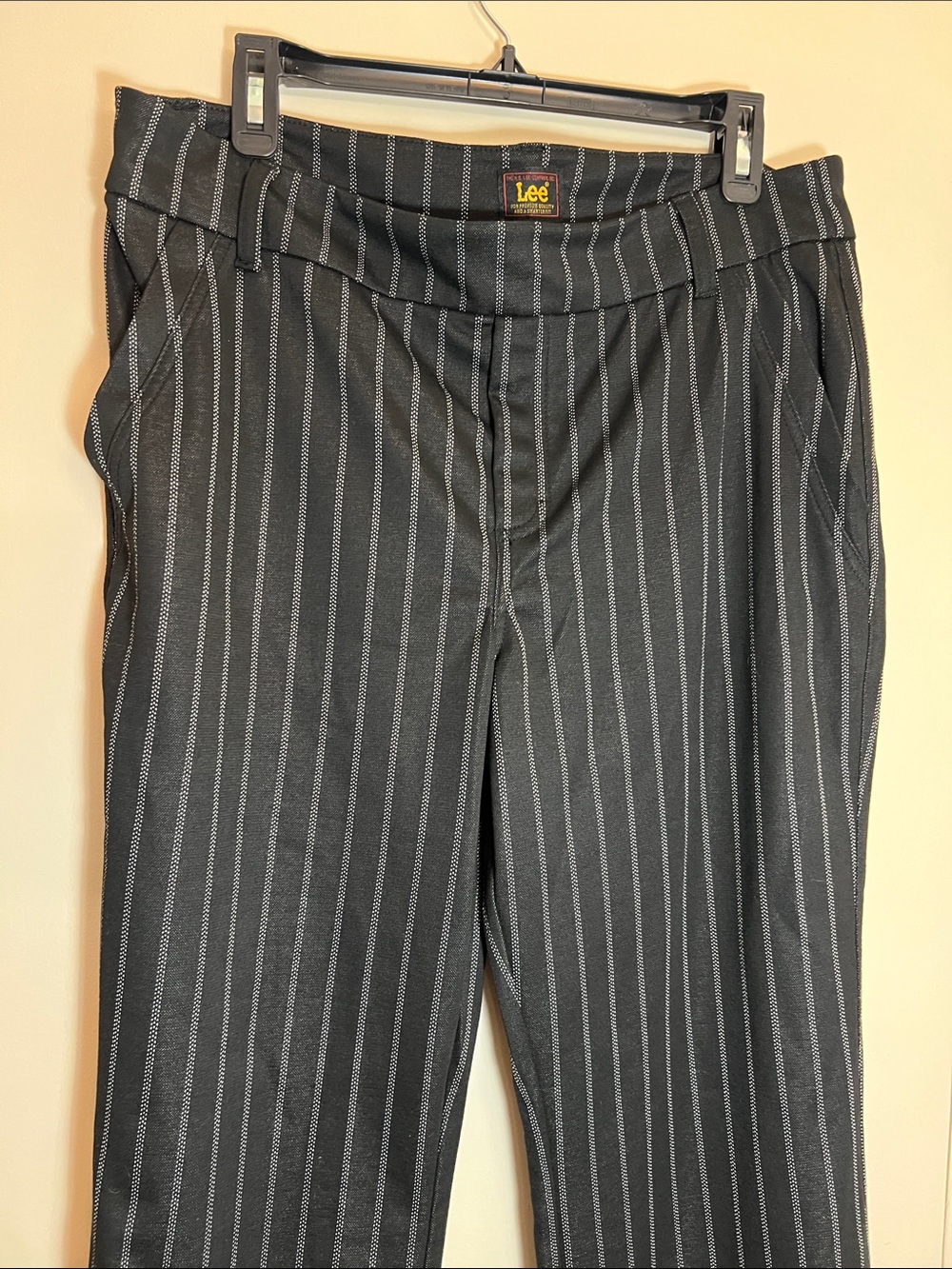 Lee Black Pinstripe Pants with Gray Stripes